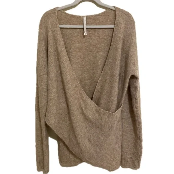 Babaton The Group Bambini Oatmeal Wrap Sweater Alpaca Wool Medium - Picture 5 of 10